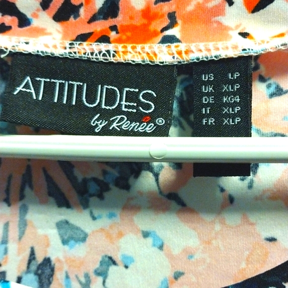 Attitudes by Renee Plus Size Multi Color Print Blouse 3/4 Sleeve Size LP - Picture 3 of 3